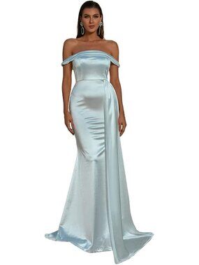 Missord Ivory Off Shoulder White Maxi Dress Zip Back XL Formal